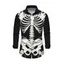 Men's Halloween Gothic Shirt Skeleton Print Button Up Long Sleeve Shirt - Noir XL