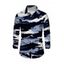 Men's Casual Shirt Artistic Ink Wash Brush Stroke Print Long Sleeve Button Up Shirt - Bleu profond L
