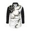 Men's Winter Shirt Ink Panting Floral Print Button Up Long Sleeve Shirt - Noir S