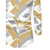 Men's Casual Shirt Colorblock Geometric Striped Print Button Up Long Sleeve Shirt - café 5XL