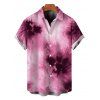 Men's Vacation Shirt Tie Dye Ombre Print Button Up Shirt - Rose S