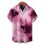 Men's Vacation Shirt Tie Dye Ombre Print Button Up Shirt - Rose S