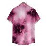 Men's Vacation Shirt Tie Dye Ombre Print Button Up Shirt - Rose S
