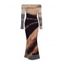 Elegant Party Dress Tie Dye Print Off the Shoulder Ruched Mesh Panel Bodycon Dress - Brun S | US 4