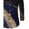 Men's Casual Shirt Ombre Tie Dye Print Button Up Long Sleeve Shirt - Bleu profond M