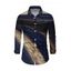 Men's Casual Shirt Ombre Tie Dye Print Button Up Long Sleeve Shirt - Bleu profond M