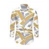 Vintage Couple Outfit Solid Color Multi-pockets Spaghetti Strap Jumpsuit and Geometric Striped Print Shirt Set - café lumière S | US 4