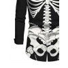 Halloween Gothic Couple Outfit Skeleton Rose Spider Web Print Pocket Square Neck Dress and Long Sleeve Shirt Set - Noir S | US 4