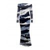 Winter Couple Outfit Artistic Ink Wash Brush Stroke Print Off the Shoulder Ruched Mesh Panel Bodycon Dress and Long Sleeve Shirt Set - Bleu profond S | US 4