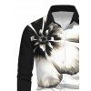 Winter Couple Outfit Ink Panting Floral Print Off the Shoulder Ruched Mesh Panel Bodycon Dress and Long Sleeve Shirt Set - Noir S | US 4