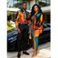 Vintage Couple Outfit Colorblock Abstract Geometric Print Ruched Turn Down Collar Bodycon Shirt Dress and Long Sleeve Shirt Set - multicolor A S | US 4