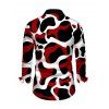 Men's Casual Shirt Colorblock Abstract Irregular Print Button Up Long Sleeve Shirt - Noir L