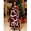 Vacation Dress Colorblock Abstract Irregular Print Pockets Square Neck A Line Dress - Noir L | US 8-10