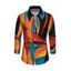 Men's Vintage Shirt Colorblock Abstract Geometric Print Button Up Long Sleeve Shirt - multicolor A XL