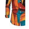 Men's Vintage Shirt Colorblock Abstract Geometric Print Button Up Long Sleeve Shirt - multicolor A XL