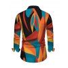 Men's Vintage Shirt Colorblock Abstract Geometric Print Button Up Long Sleeve Shirt - multicolor A XL