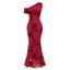 Burgundy Party Dress 3D Applique One Shoulder Short Sleeve Mermaid Bodycon Evening Dress - Rouge Vineux M | US 6