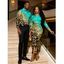Winter Couple Outfit Ombre Leopard Sequin Print Ruched Turn Down Collar Button Up Bodycon Shirt Dress and Long Sleeve Shirt Set - TURQUOISE S | US 4