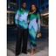 Vintage Couple Outfit Ombre Tie Dye Zig Zag Print Mesh Skew Neck Bodycon Dress and Long Sleeve Shirt Set - multicolor A S | US 4