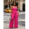 Solid Color Cargo Jumpsuit Multi-pockets Spaghetti Strap Casual Jumpsuit - Rose Vif XL | US 12