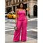Solid Color Cargo Jumpsuit Multi-pockets Spaghetti Strap Casual Jumpsuit - Rose Vif XL | US 12
