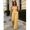 Solid Color Cargo Jumpsuit Multi-pockets Spaghetti Strap Casual Jumpsuit - café lumière L | US 8-10