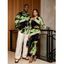 Vacation Couple Outfit Abstract Brush Stroke Print Mesh Skew Neck Bodycon Dress and Long Sleeve Shirt Set - Jaune S | US 4
