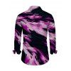 Vacation Couple Outfit Abstract Brush Stroke Print Mesh Skew Neck Bodycon Dress and Long Sleeve Shirt Set - Pourpre S | US 4