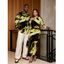 Vacation Couple Outfit Abstract Brush Stroke Print Mesh Skew Neck Bodycon Dress and Long Sleeve Shirt Set - Jaune S | US 4