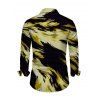 Vacation Couple Outfit Abstract Brush Stroke Print Mesh Skew Neck Bodycon Dress and Long Sleeve Shirt Set - Jaune S | US 4