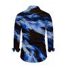 Vacation Couple Outfit Abstract Brush Stroke Print Mesh Skew Neck Bodycon Dress and Long Sleeve Shirt Set - Bleu S | US 4