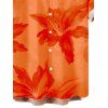 Men's Hawaiian Vacation Shirt Lily Floral Print Button Up Shirt - Orange 5XL