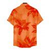 Men's Hawaiian Vacation Shirt Lily Floral Print Button Up Shirt - Orange 5XL
