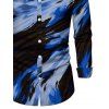 Men's Vacation Shirt Abstract Brush Stroke Print Button Up Long Sleeve Shirt - Bleu S