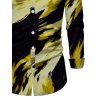 Men's Vacation Shirt Abstract Brush Stroke Print Button Up Long Sleeve Shirt - Jaune L