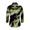 Men's Vacation Shirt Abstract Brush Stroke Print Button Up Long Sleeve Shirt - Vert S
