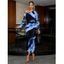 Vacation Dress Abstract Brush Stroke Print Mesh Skew Neck Long Sleeve Bodycon Dress - Pourpre S | US 4