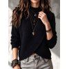 Solid Color Sweater Mock Neck Textured Asymmetrical Hem Long Sleeve Sweater - Noir M | US 6