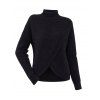 Solid Color Sweater Mock Neck Textured Asymmetrical Hem Long Sleeve Sweater - Noir XL | US 12
