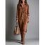 Corduroy Shirt Dress Solid Color Turn Down Collar Loose Dress - Noir XL | US 12