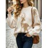 Christmas Sweater Elk Snowflake Print Drop Shoulder Long Sleeve Pullover Sweater - Blanc L | US 8