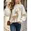 Christmas Sweater Elk Snowflake Print Drop Shoulder Long Sleeve Pullover Sweater - marron foncé M | US 6
