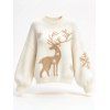 Christmas Sweater Elk Snowflake Print Drop Shoulder Long Sleeve Pullover Sweater - Blanc XL | US 10