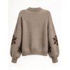 Christmas Sweater Elk Snowflake Print Drop Shoulder Long Sleeve Pullover Sweater - marron foncé M | US 6