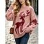 Christmas Sweater Elk Snowflake Print Drop Shoulder Long Sleeve Pullover Sweater - marron foncé M | US 6