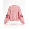 Christmas Sweater Elk Snowflake Print Drop Shoulder Long Sleeve Pullover Sweater - Rose XXL | US 12
