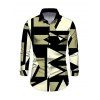 Daily Vintage Couple Outfit Geometric Colorblock Print Ruched Turn Down Collar Bodycon Shirt Dress and Long Sleeve Shirt Set - Noir S | US 4