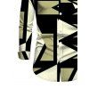 Daily Vintage Couple Outfit Geometric Colorblock Print Ruched Turn Down Collar Bodycon Shirt Dress and Long Sleeve Shirt Set - Noir S | US 4