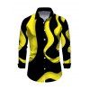 Winter Couple Outfit Contrast Color Wave Curve Print Mesh Panel Skew Neck Bodycon Dress and Long Sleeve Shirt Set - Noir S | US 4