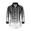 Winter Couple Outfit Monochrome Herringbone Geometric Print Mesh Panel Skew Neck Bodycon Dress and Long Sleeve Shirt Set - Noir S | US 4